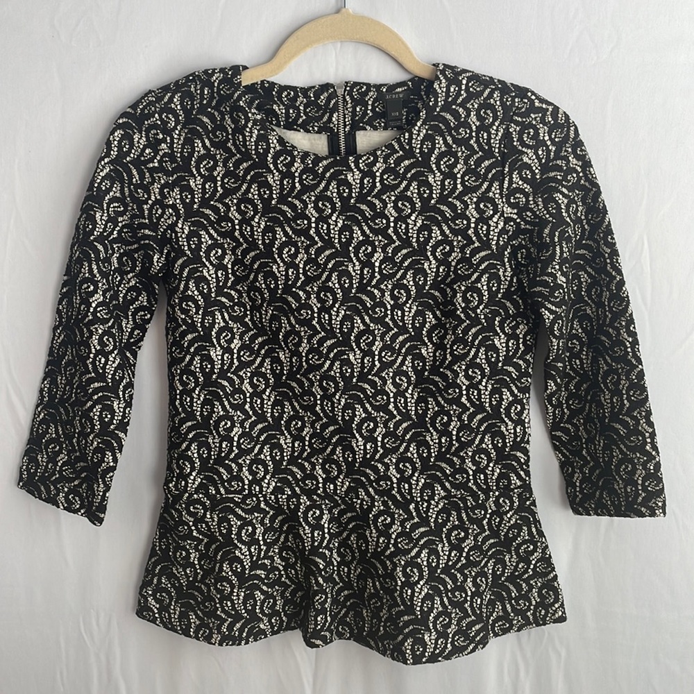 J Crew Womens Black and White Blouse